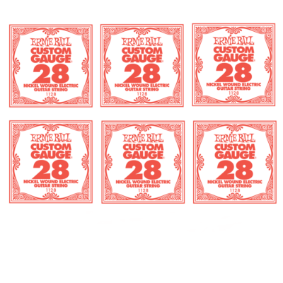 6 x Ernie Ball Nickel Wound Single Electric Guitar String .028 Gauge PO1128
