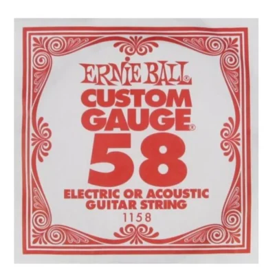 6 x Ernie Ball Nickel Wound Single Electric Guitar String .058 Gauge - 6 pack