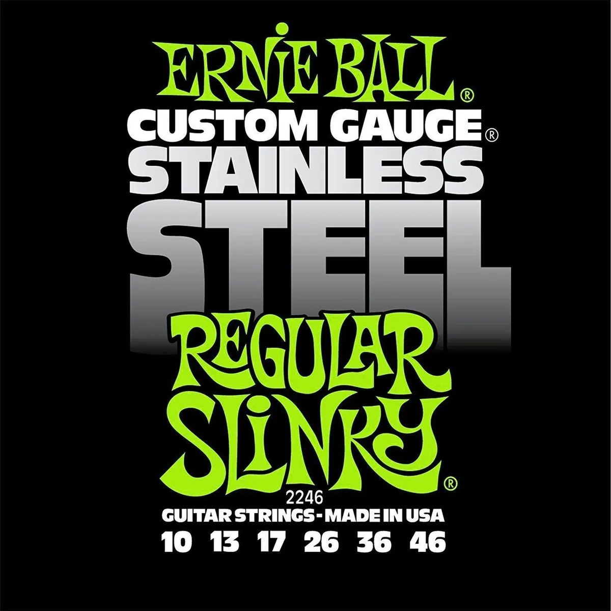Ernie Ball 2246 Stainless Steel Regular Slinky Electric Guitar Strings 10 - 46