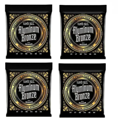 Ernie Ball 2564 Aluminum Bronze Acoustic Guitar Strings - .4 SETS - Medium