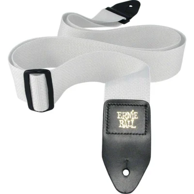 Ernie Ball White Polypro Guitar Strap Leather Ends Adjustable Way Long