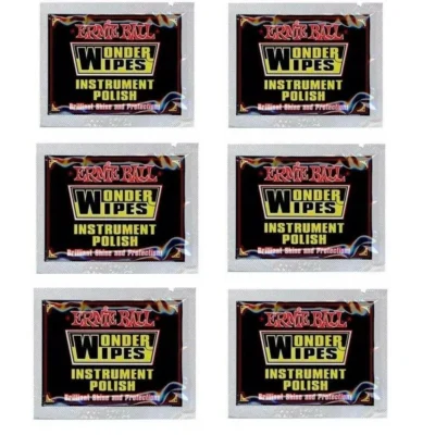 Ernie Ball Wonder Wipes Instrument Polish 6 Pack - 6 x Sealed polish wipes E4278