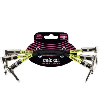 Ernie Ball Instrument Patch Cable, Black, 6 inch angle / Angle 3 cables PO6050