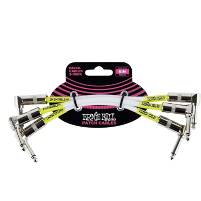 Ernie Ball Instrument Patch Cable , white , 6 inch angle / Angle 3 cables PO6051