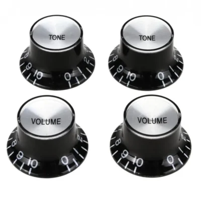 Gibson Accessories Top Hat Style Knobs w/Metal Insert - Black w/Silver