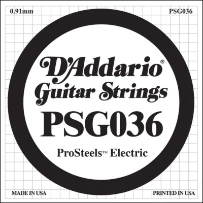 D'Addario PSG036  ProSteels Electric Guitar  One Single String, .036  Wound