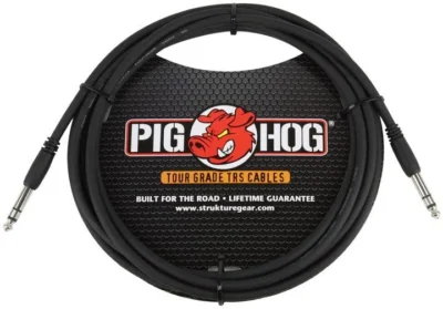 Pig Hog Cable – 1/4″ TRS,  to 1/4" TRS - 15 ft