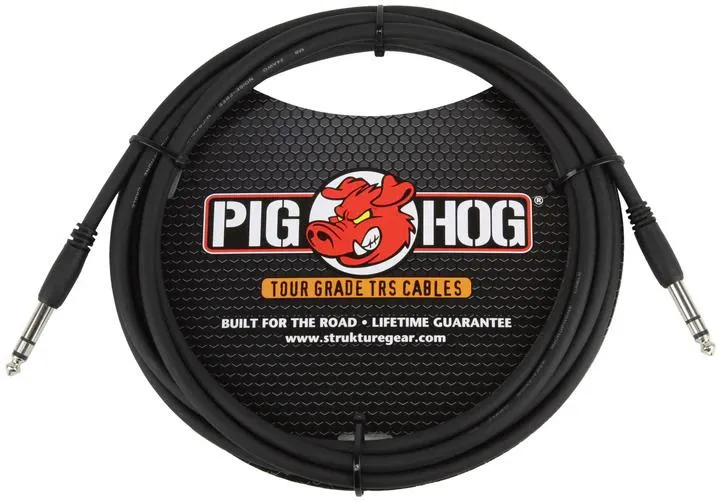 Pig Hog Cable – 1/4″ TRS, to 1/4" TRS - 15 ft