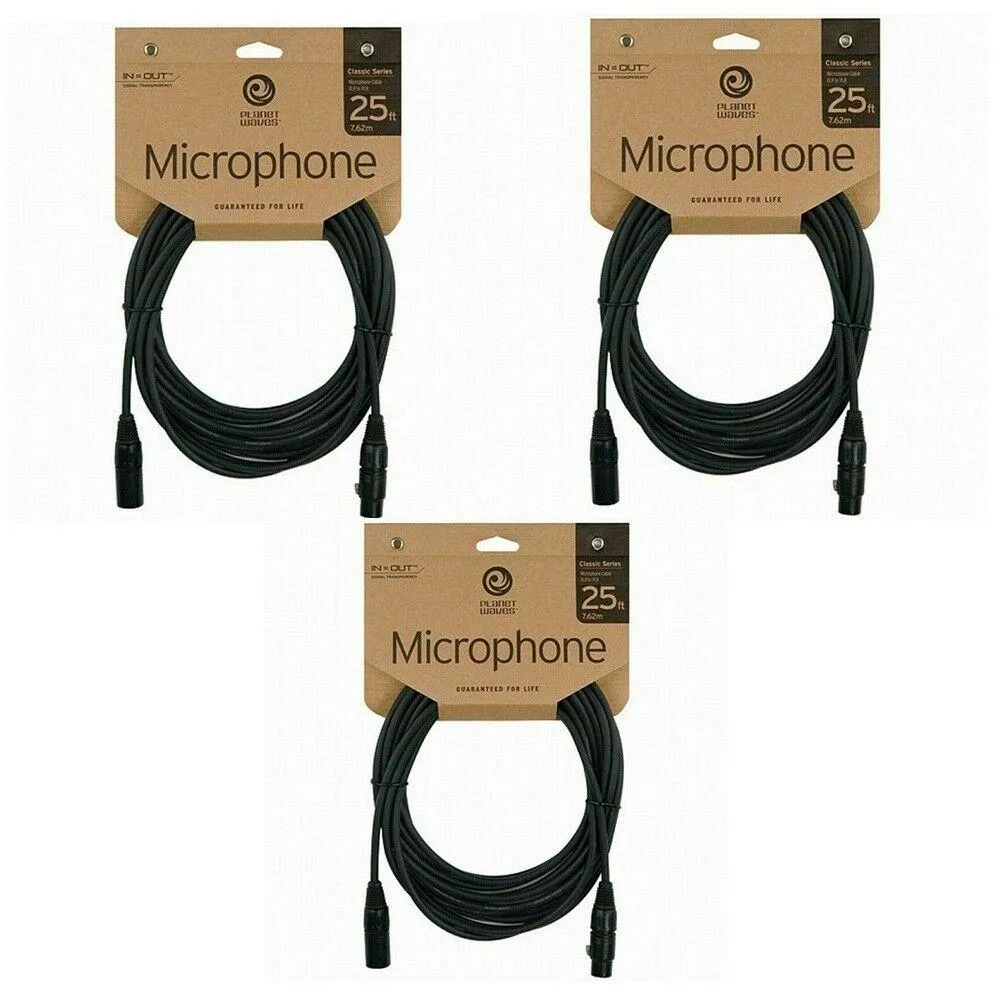 D'addario Planet Waves Classic Series XLR Microphone Cable, 25 feet - 3 Pack