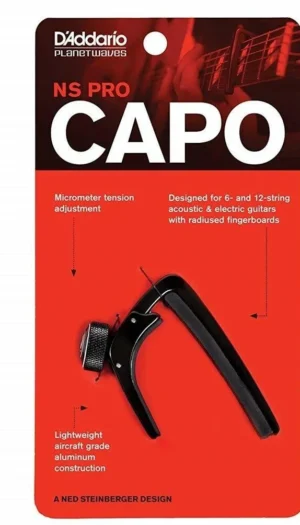 Planet Waves NS Capo Pro (Black) for 6 or 12 String Acoustic / Electric Guitars