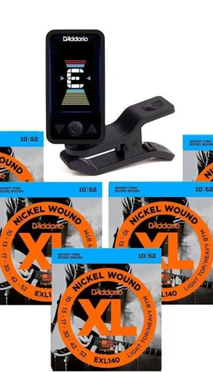 D'addario Eclipse Rechargeable Clip-On Tuner 5 Sets EXL140 Guitar Strings