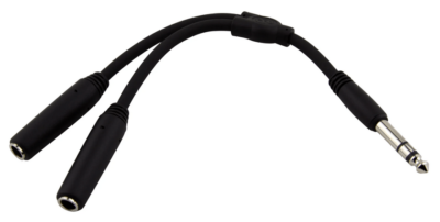 Pig Hog 6 Inch Y Cable Stereo 1/4(M)-Dual Stereo 1/4(F)