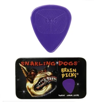 Snarling Dogs Brain Guitar Picks and Tin Box 1 Dozen 12 picks 0.60 Gauge Purple