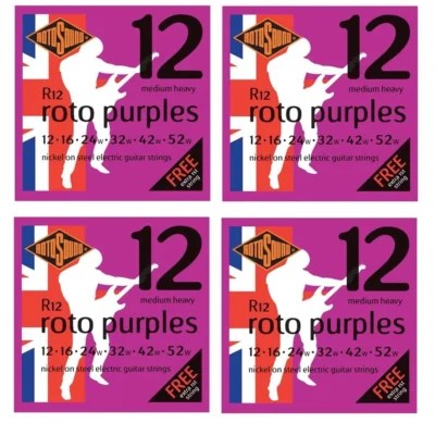 Rotosound R12 Nickel Medium Heavy  Electric Guitar Strings 4 SETS 12 - 52