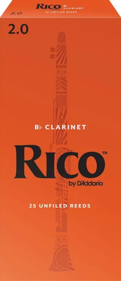Rico by D'Addario Bb Clarinet Reeds, Strength 2, 25-pack