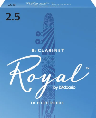 Rico Royal Bb Clarinet Reeds Strength 2.5  - 10-Pack , RCB1025 Made in USA