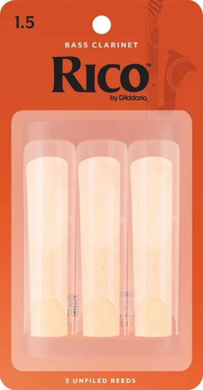 Rico by D'Addario Bass Clarinet Reeds, Strength 1.5, 3 Pack