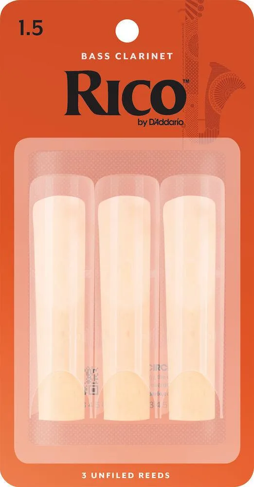 Rico by D'Addario Bass Clarinet Reeds, Strength 1.5, 3 Pack
