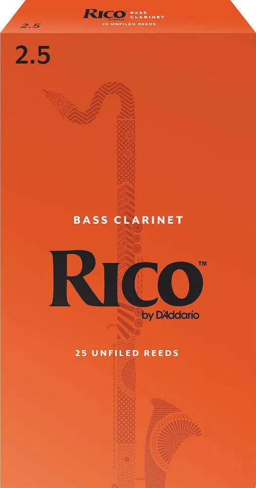 Rico by D'Addario Bass Clarinet Reeds, Strength 2.5, 25 Pack