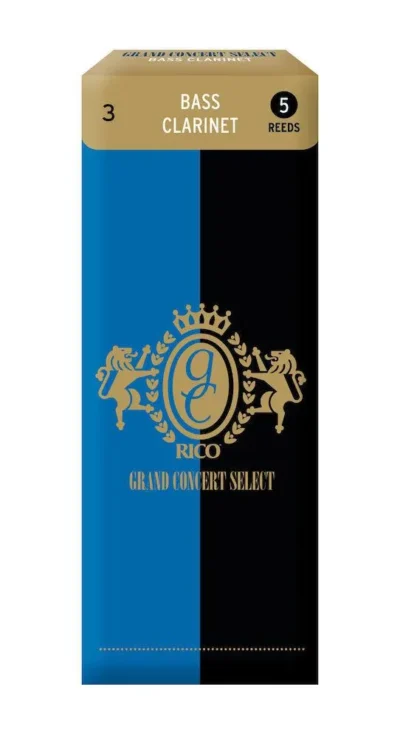 Rico Grand Concert Select Bass Clarinet Reeds, Strength 3.0, 5 Pack