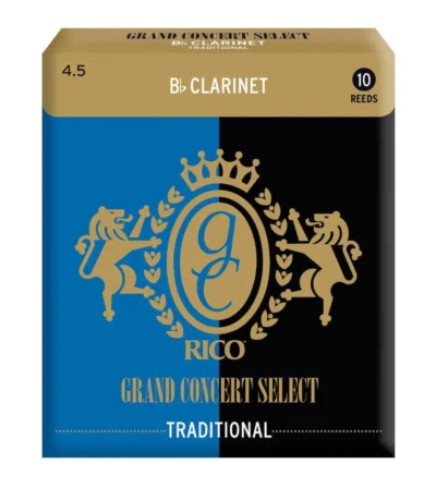 Rico Grand Concert Select Traditional Bb Clarinet Reeds, Strength 4.5, 10 Pack