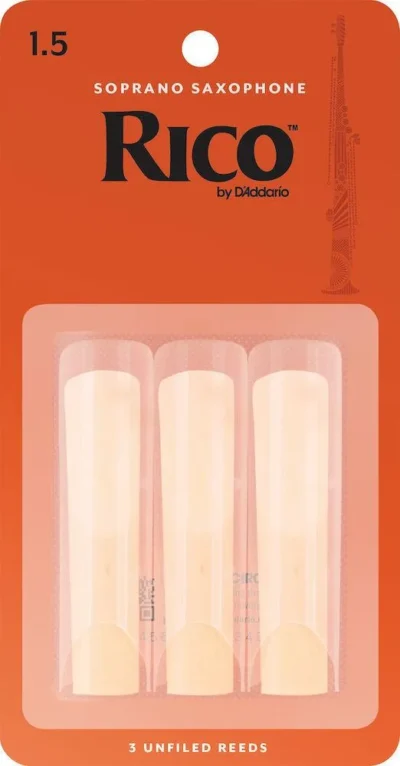 Rico by D'Addario Soprano Sax Reeds, Strength 1.5, 3-pack