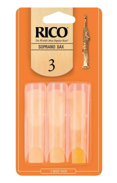 3 Reeds D'Addario Rico Soprano Sax Reeds Strength 3 , Made in USA