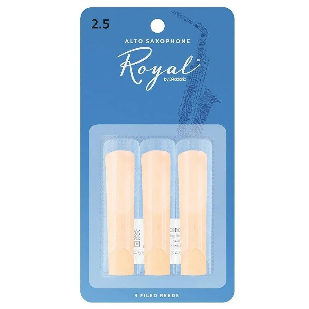 Rico Royal Alto Sax Reeds, Strength 2.5 , 3-pack RJB0325 - 3 Reed Pack