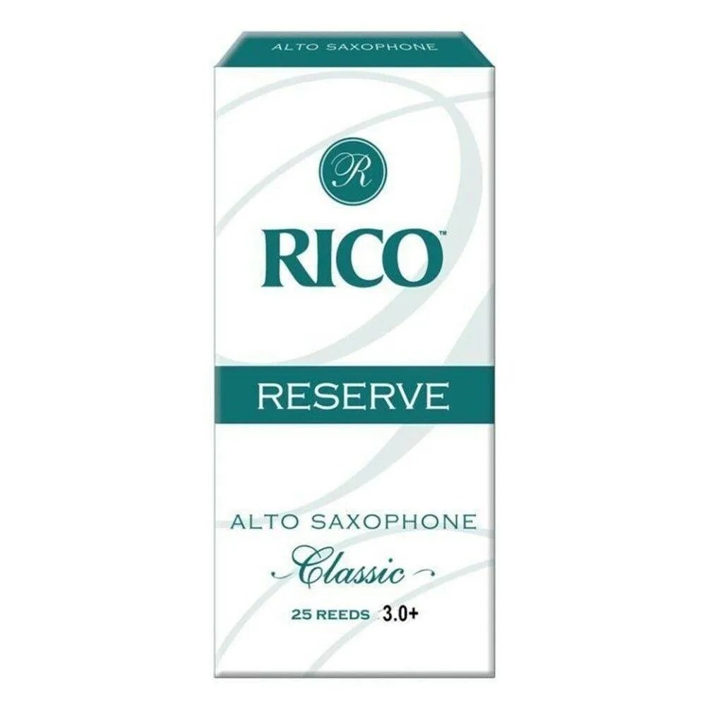 Rico Reserve Classic Alto Saxophone Reeds, Strength 3.0+ 25-pack 25 Reeds