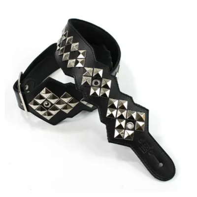 DSL Premium Garment Leather Guitar Strap Tribute pyramid stud
