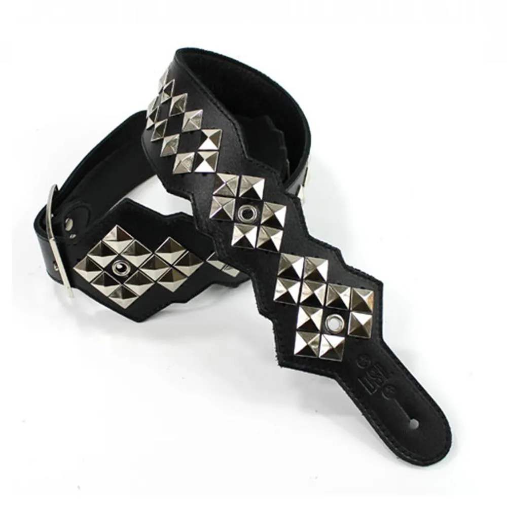 DSL Premium Garment Leather Guitar Strap Tribute pyramid stud