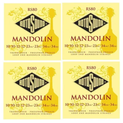 Rotosound RS80  Phosphor Bronze Loop End 8 String Mandolin Strings 4 Sets