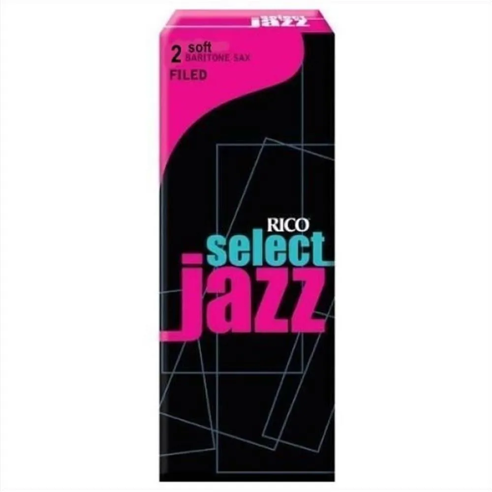 Rico Select Jazz Baritone Sax Reeds, Filed, Strength 2 - Soft, 5 Reeds