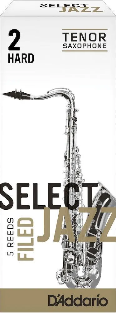 D'Addario Select Jazz Filed Tenor Saxophone Reeds, Strength 2 Hard, 5-pack