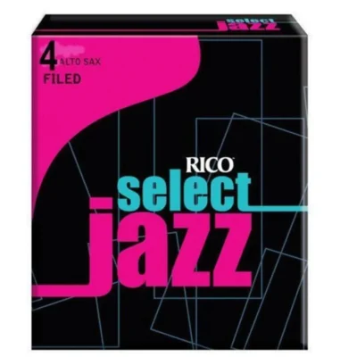 D'addario Rico Select Jazz Alto Sax Reeds, Filed Strength 4 Hard  10-pack