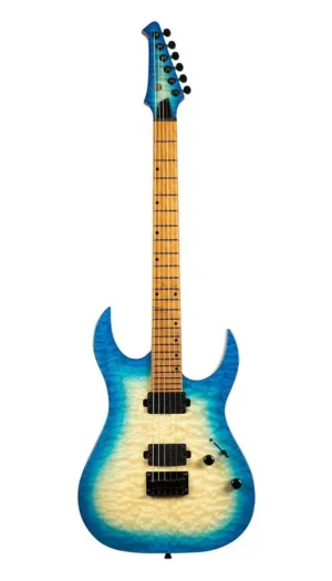 Spira S-500-QAB Electric Guitar - Trans Aqua Blue - Quilted Maple Top