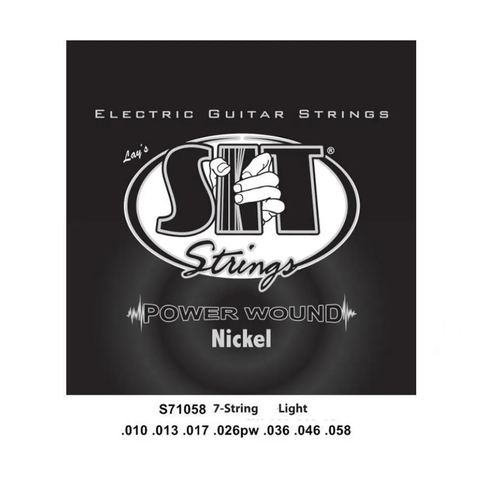 SIT S71058 7 String Nickel Power Wound Electric Guitar Strings 10 - 58 S.I.T