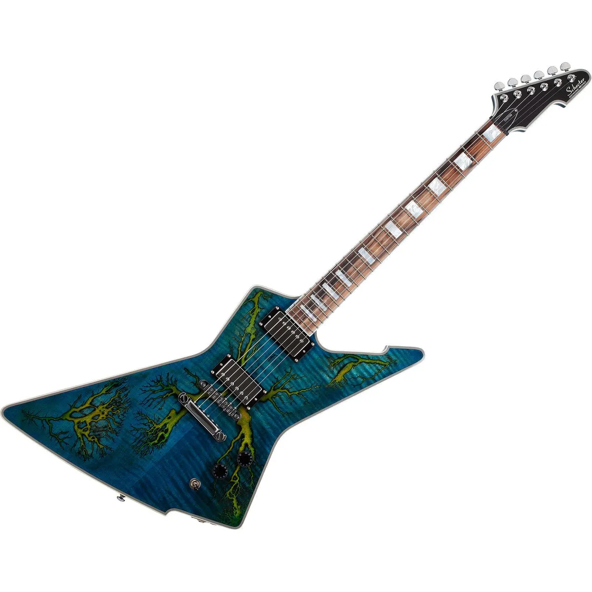 Schecter E-1 Electro-Resin 6 String Electric Guitar - Transparent Blue