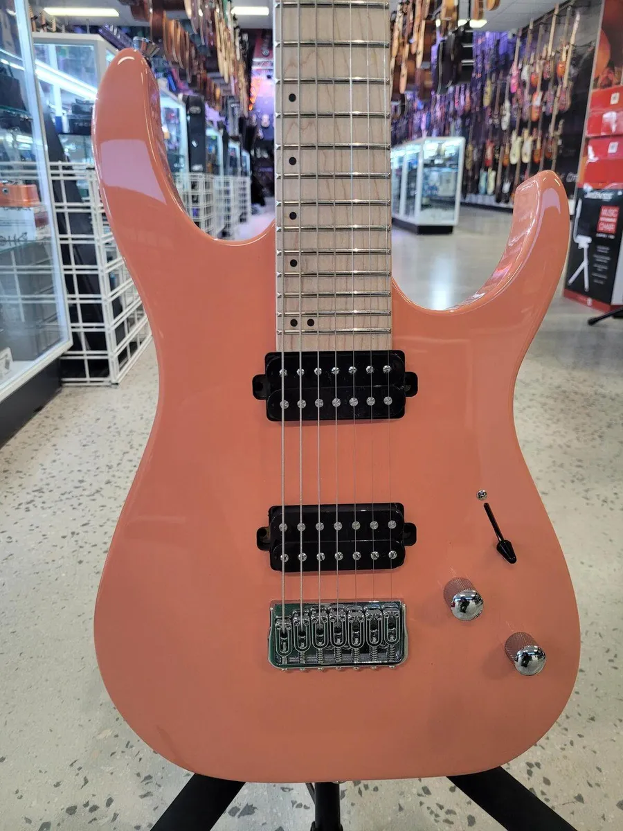 SQOE SEIB-7S 7-String Electric Guitar - Salmon