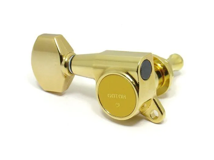 Gotoh SG381 6 in Line Tuning Keys - Left Hand - Reverse Headstock Gold - Set of 6