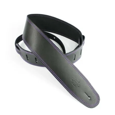 DSL  Classic 2.5" Single Ply Black /Purple Stitch Guitar Strap Made in Australia