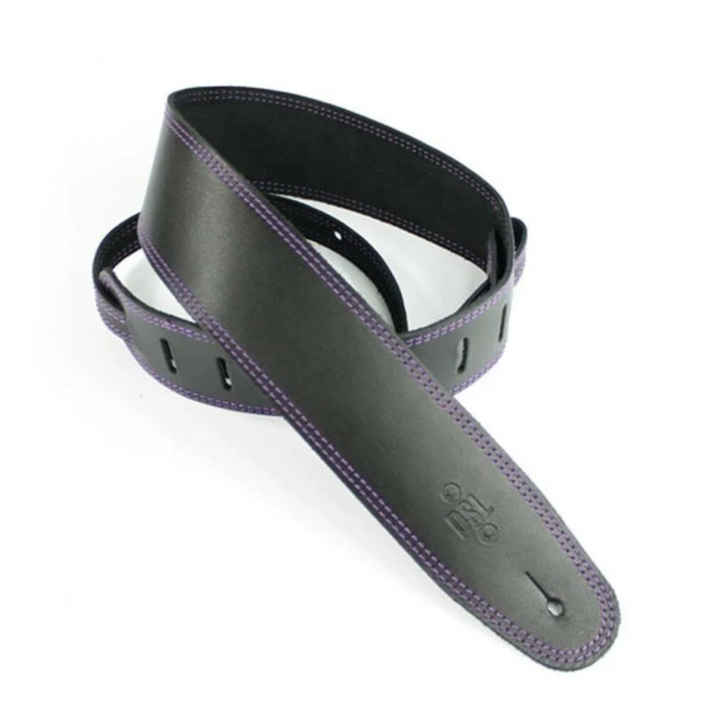 DSL Classic 2.5" Single Ply Black /Purple Stitch Guitar Strap Made in Australia