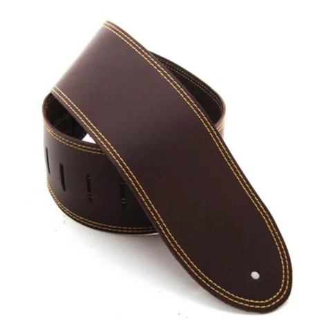 DSL 3.5" Single Ply Leather Guitar Strap 3.5" Single Ply Saddle Brown/Black Stitch
