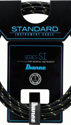 Ibanez SI10 CGR Woven Guitar Cable w/ 2 Straight Plugs - 10ft - Black/Green