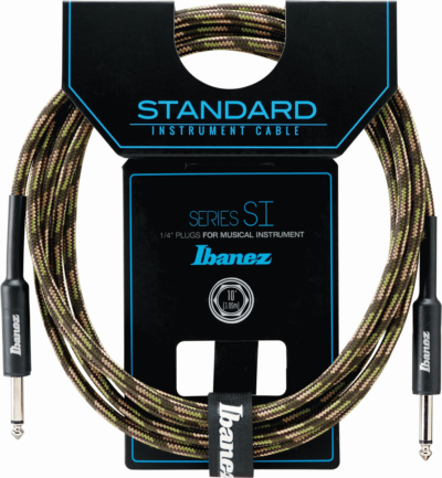 Ibanez SI10 CGR Woven Guitar Cable w/ 2 Straight Plugs - 10ft - Camo Green