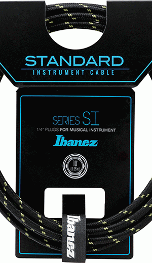 Ibanez SI20 BG Woven Guitar Cable w/ 2 Straight Plugs - 20ft - Black / Green
