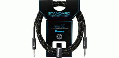 Ibanez SI20 BG Woven Guitar Cable w/ 2 Straight Plugs - 20ft - Black / Green