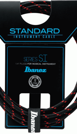 Ibanez SI20 BW Woven Guitar Cable w/ 2 Straight Plugs - 20ft - Black / Wine Red