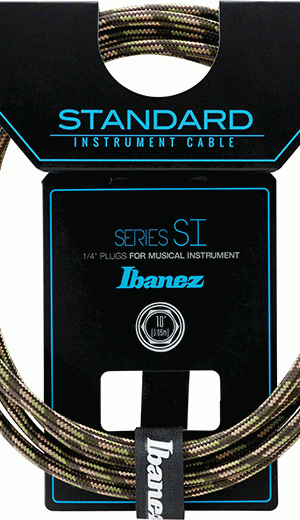 Ibanez SI10 CGR Woven Guitar Cable w/ 2 Straight Plugs - 20ft - Camo Green