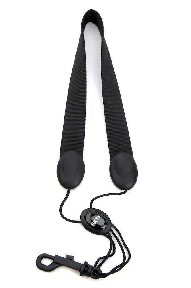 Rico Saxophone Strap, Soprano/Alto, Black Nylon, Snap Hook